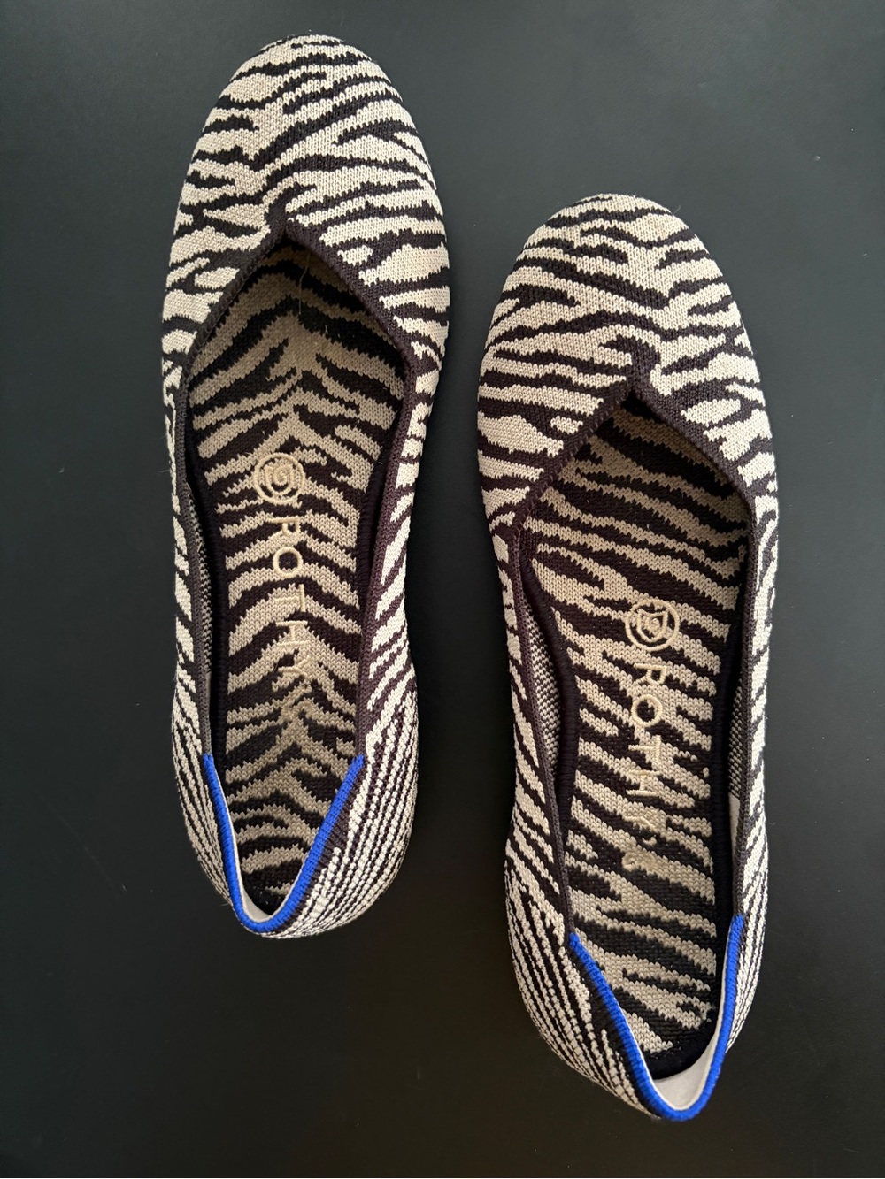 Rothy's Zebra-Print Knit Ballet Flats - Black & Cream